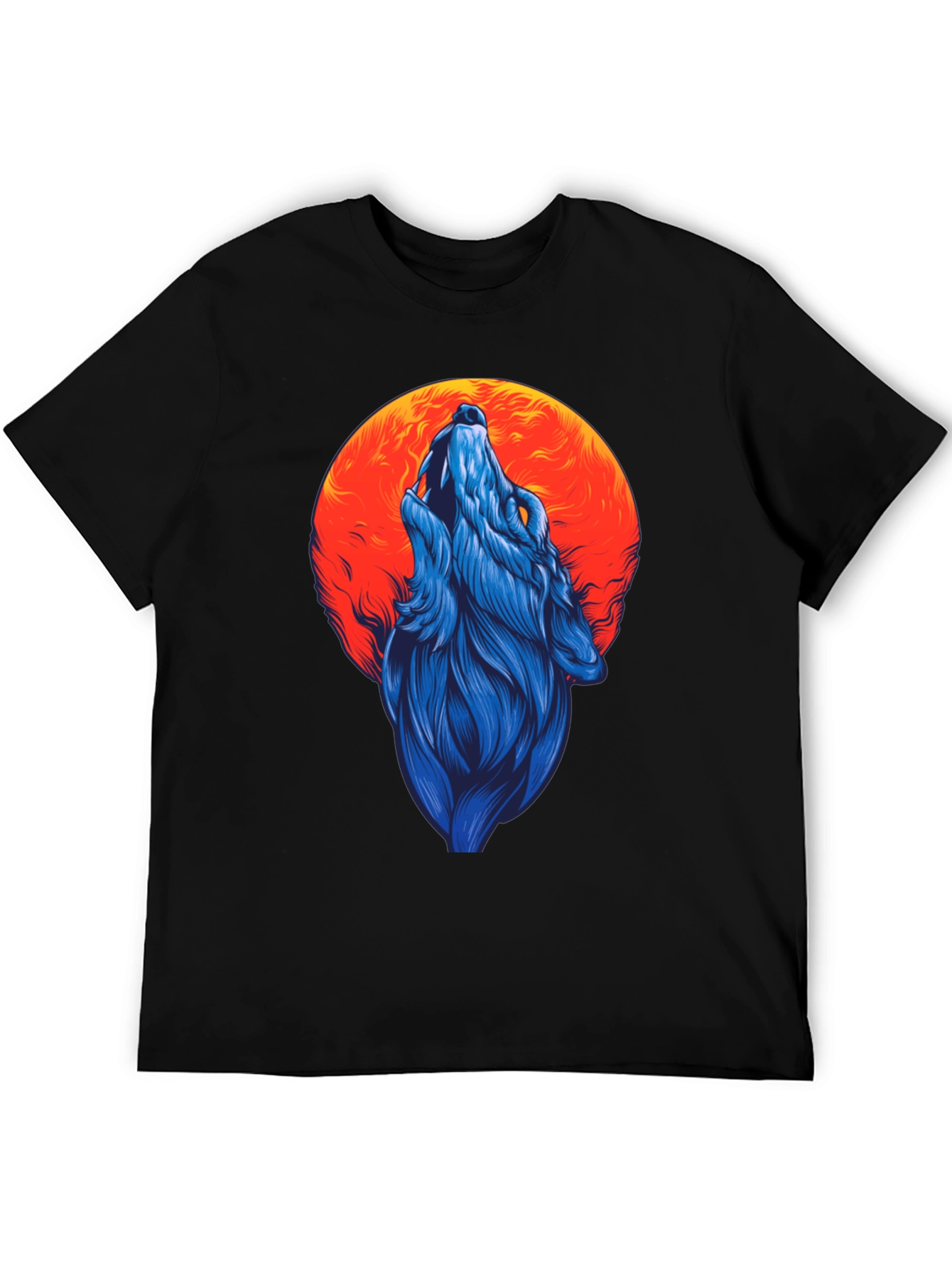 Wolf Howling at Moon Graphic Tee - Black