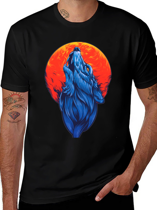 Wolf Howling at Moon Graphic Tee - Black