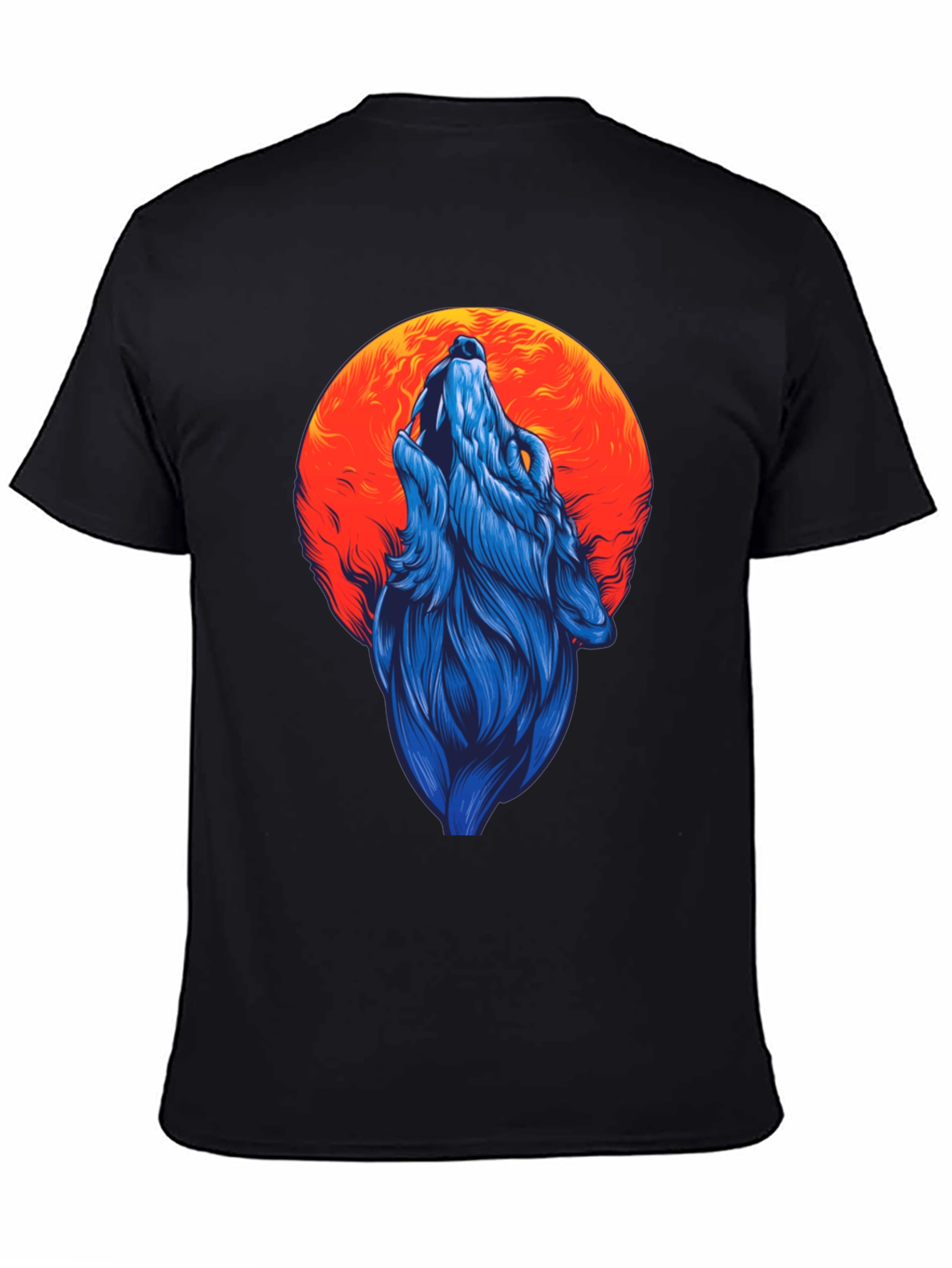 Wolf Howling at Moon Graphic Tee - Black