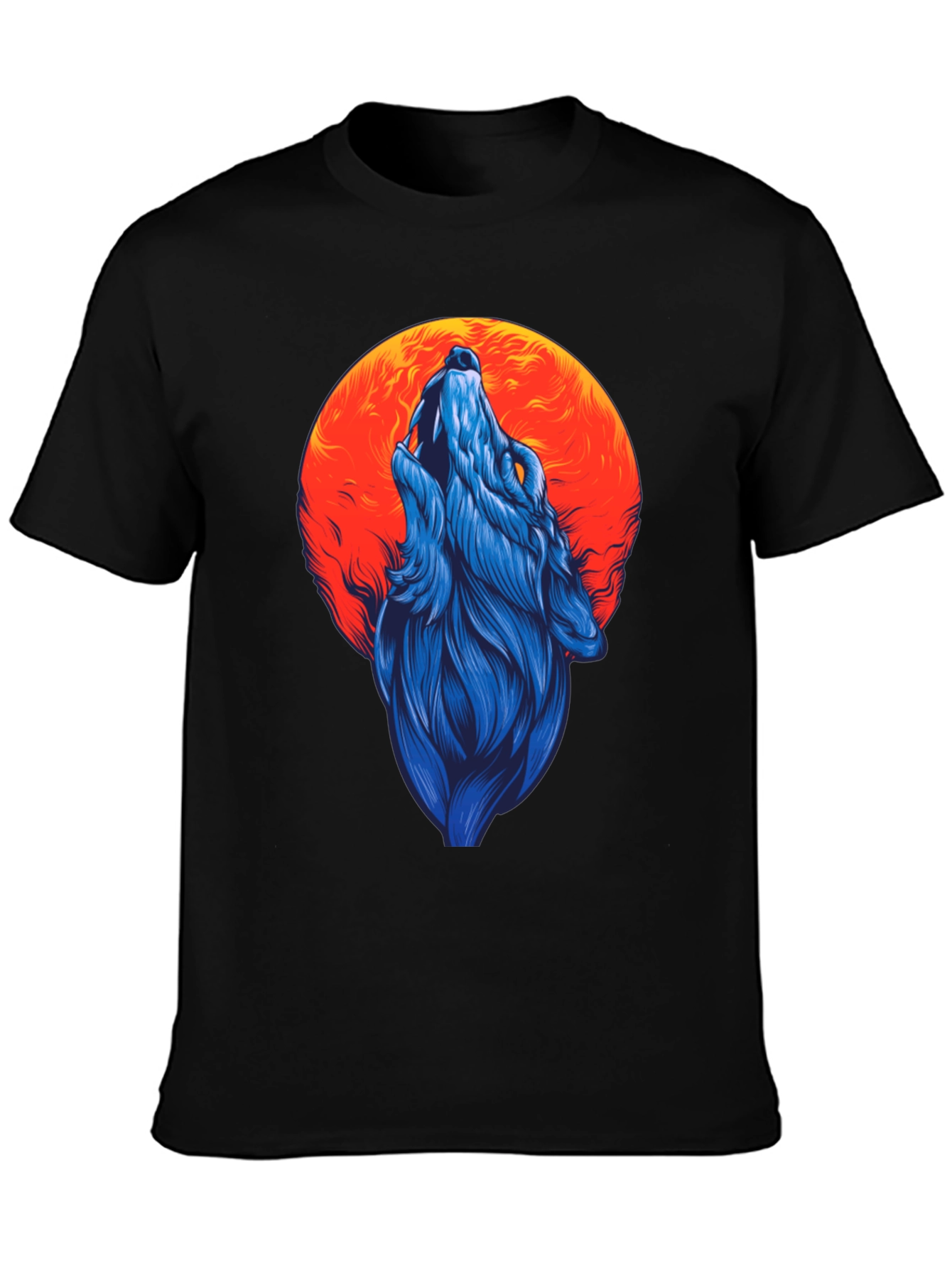 Wolf Howling at Moon Graphic Tee - Black