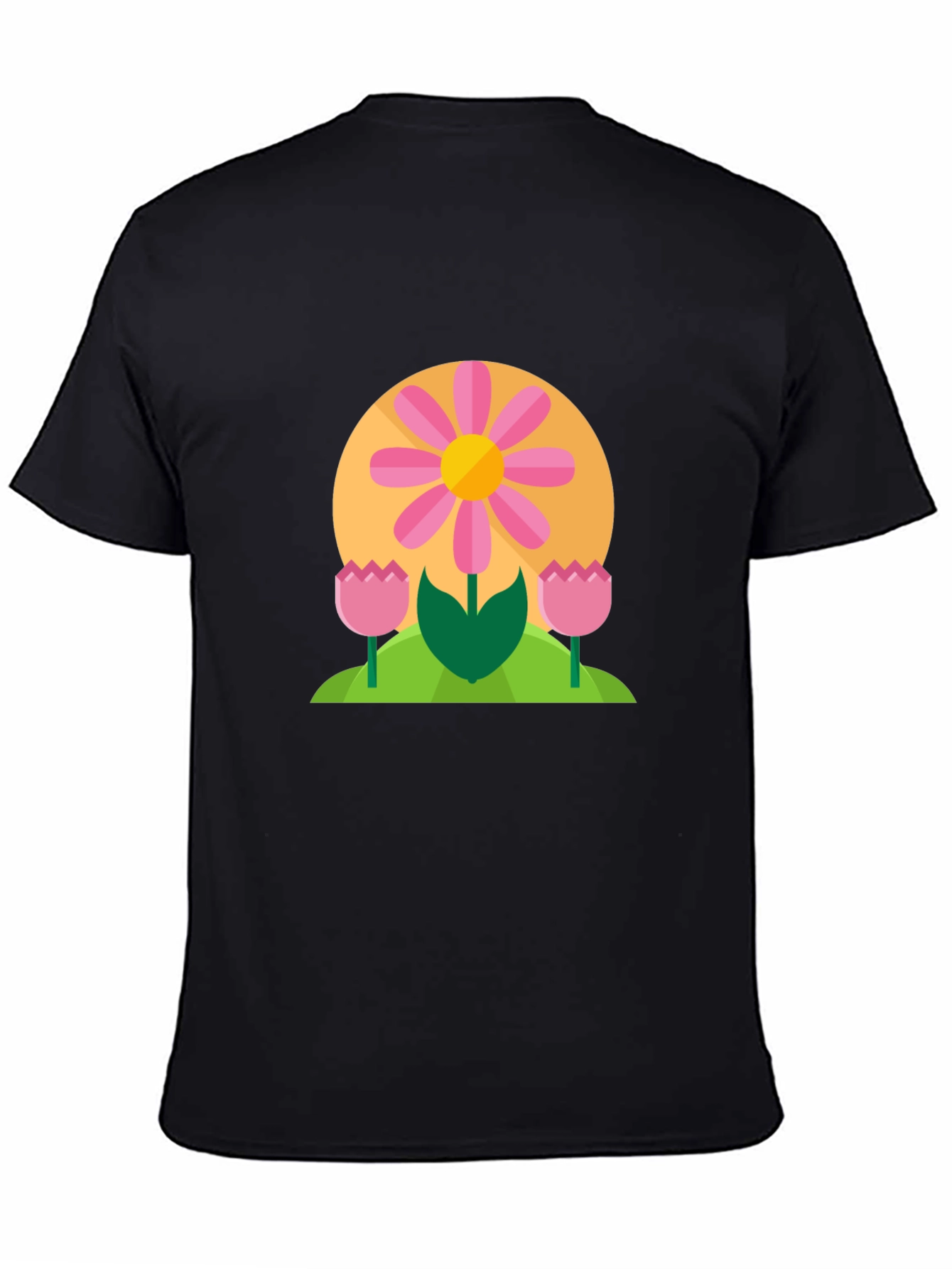 Floral Graphic Print Black T-Shirt