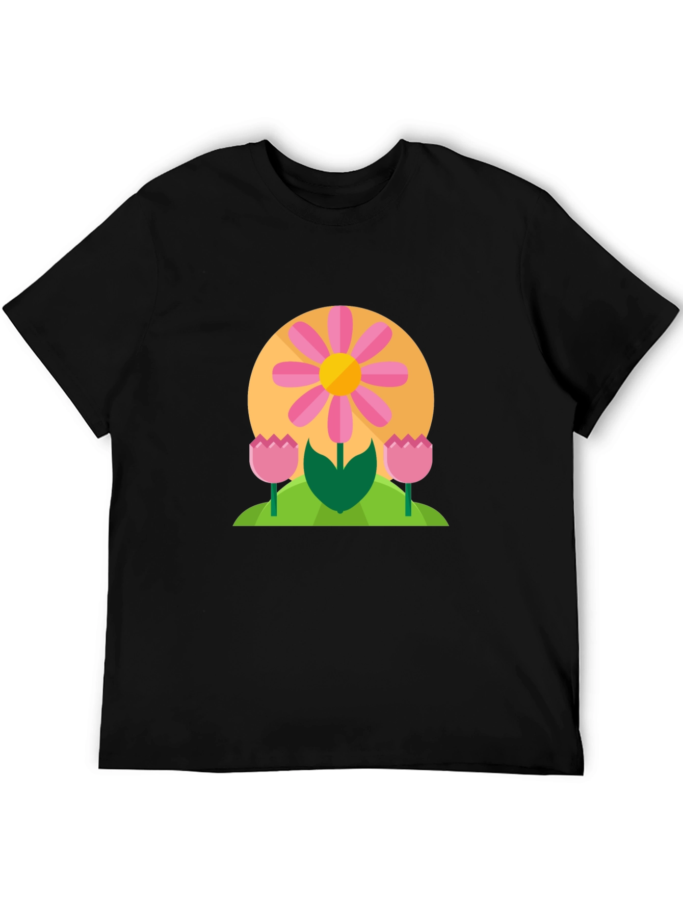 Floral Graphic Print Black T-Shirt