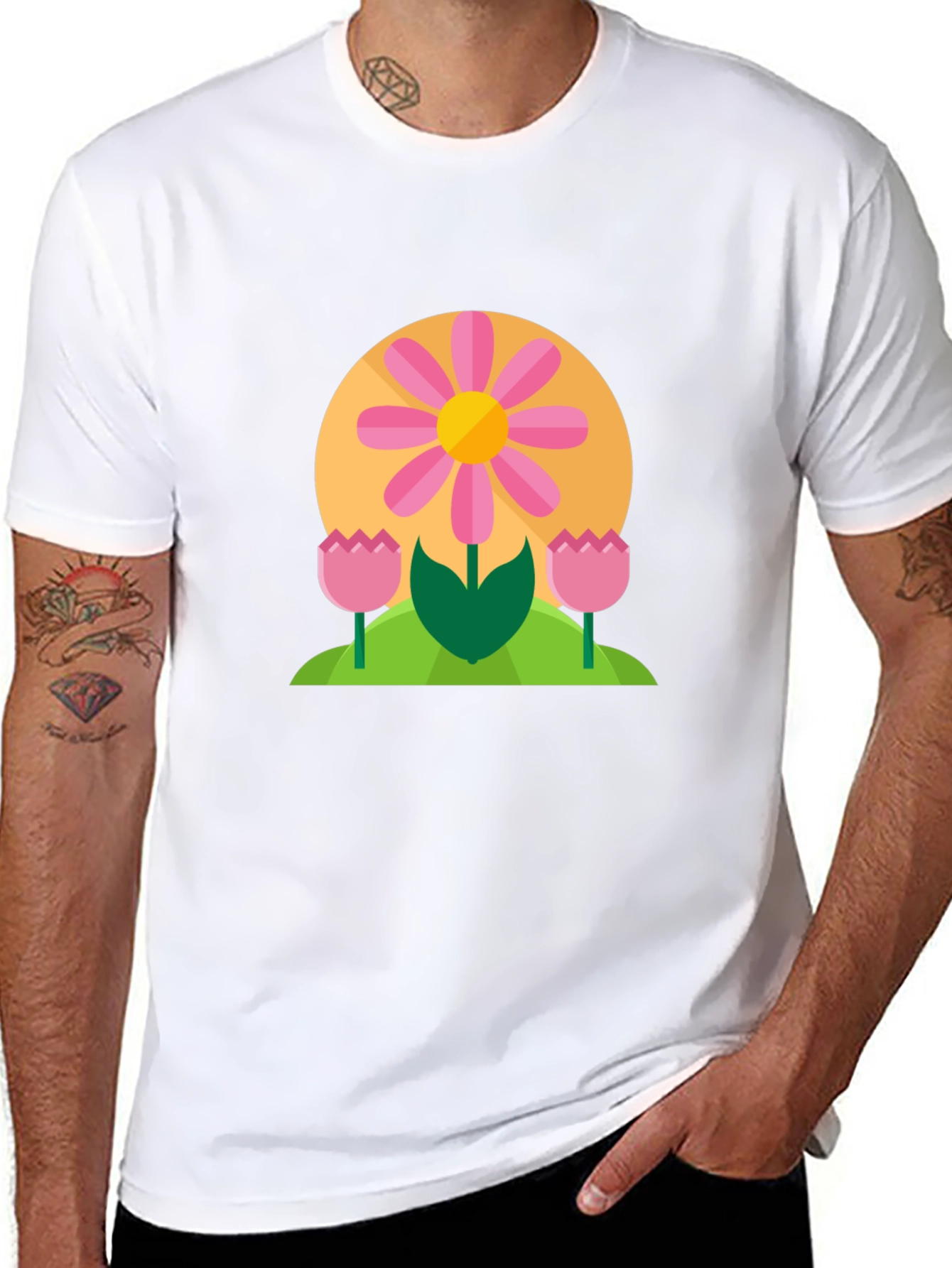 Floral Graphic Print Black T-Shirt