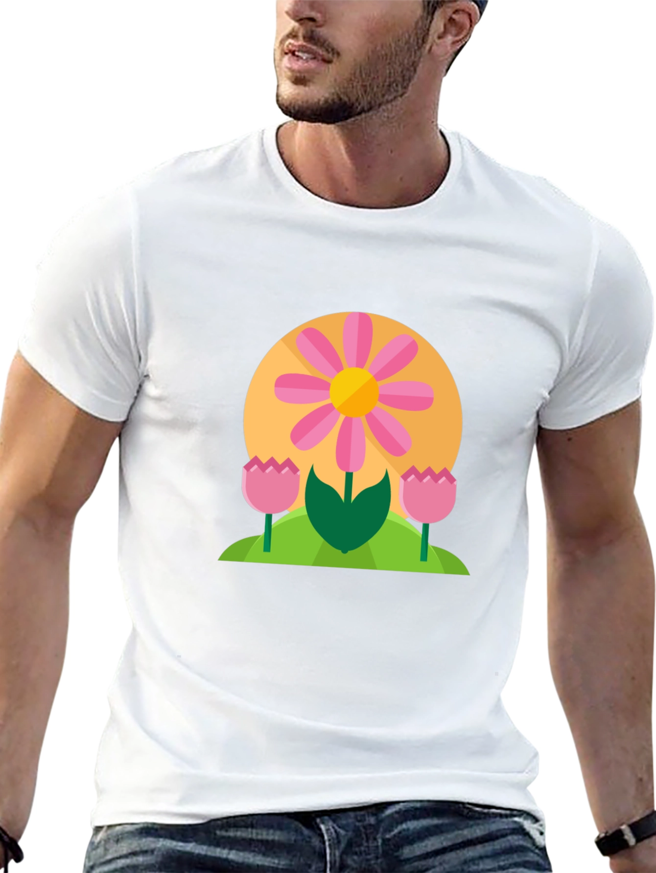 Floral Graphic Print Black T-Shirt