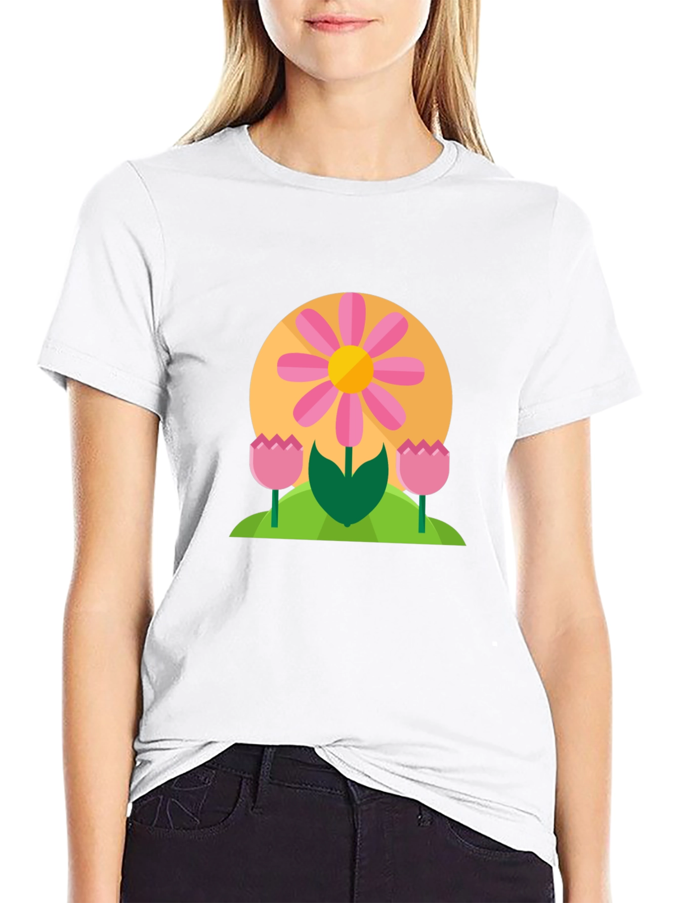 Floral Graphic Print Black T-Shirt