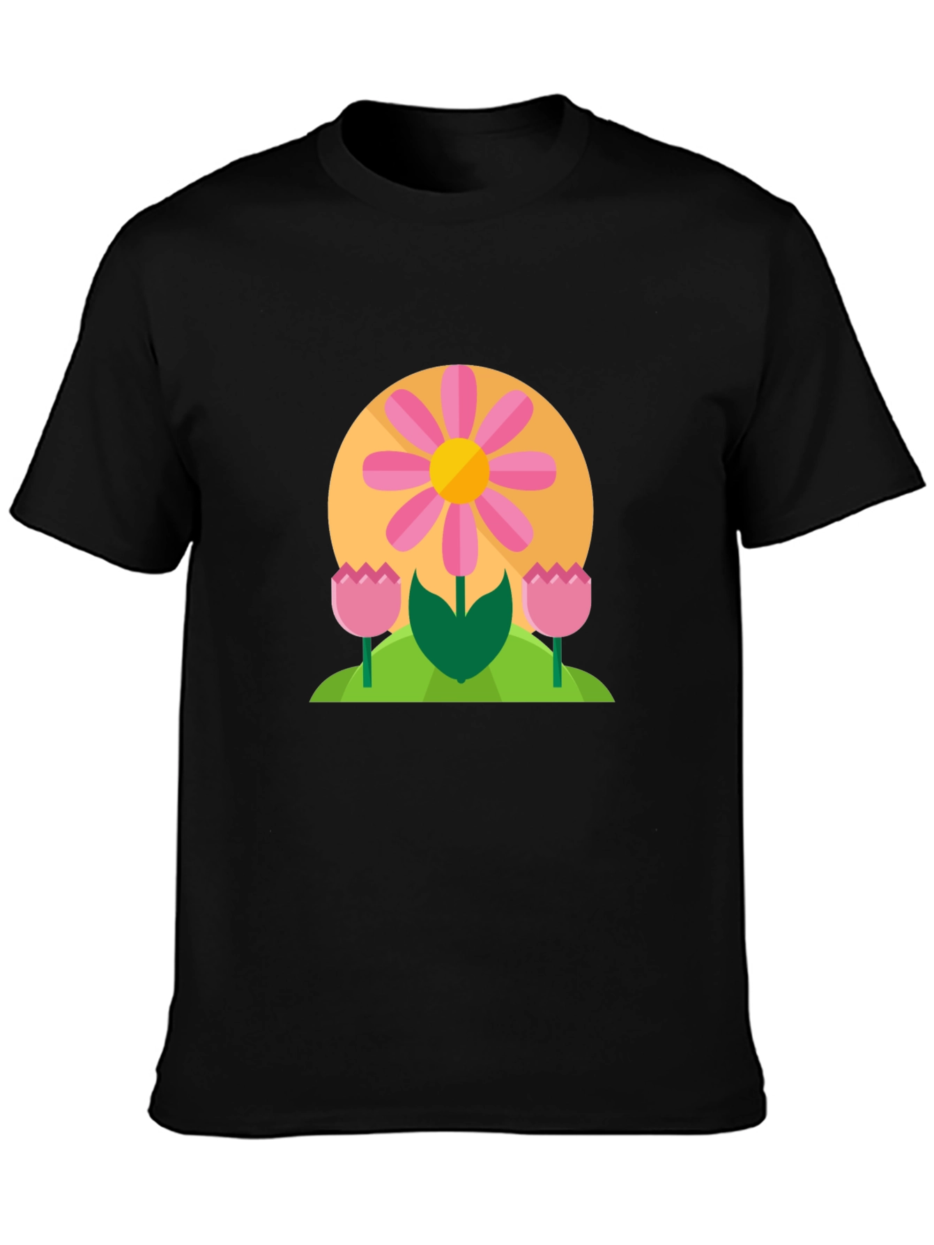 Floral Graphic Print Black T-Shirt
