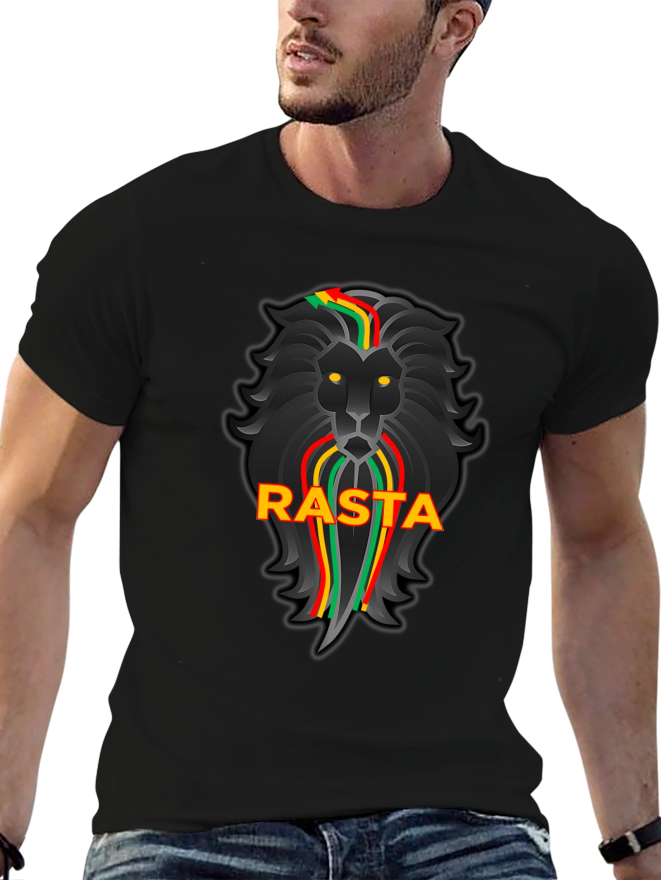 Rasta Lion Black Graphic Tee