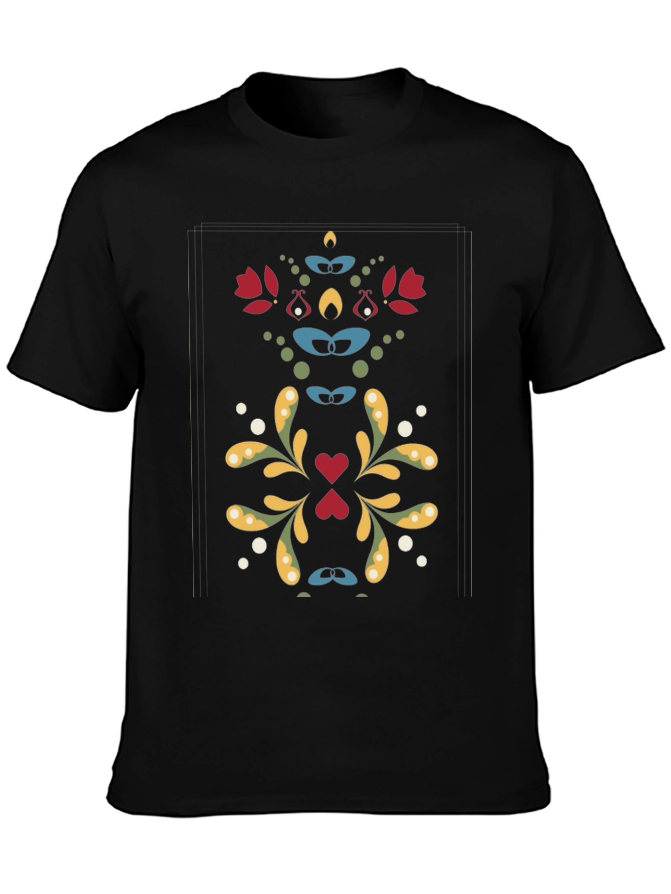 Floral Symmetry Graphic Black T-Shirt