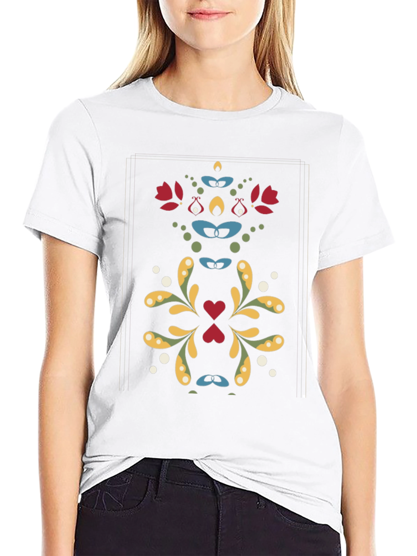 Floral Symmetry Graphic Black T-Shirt
