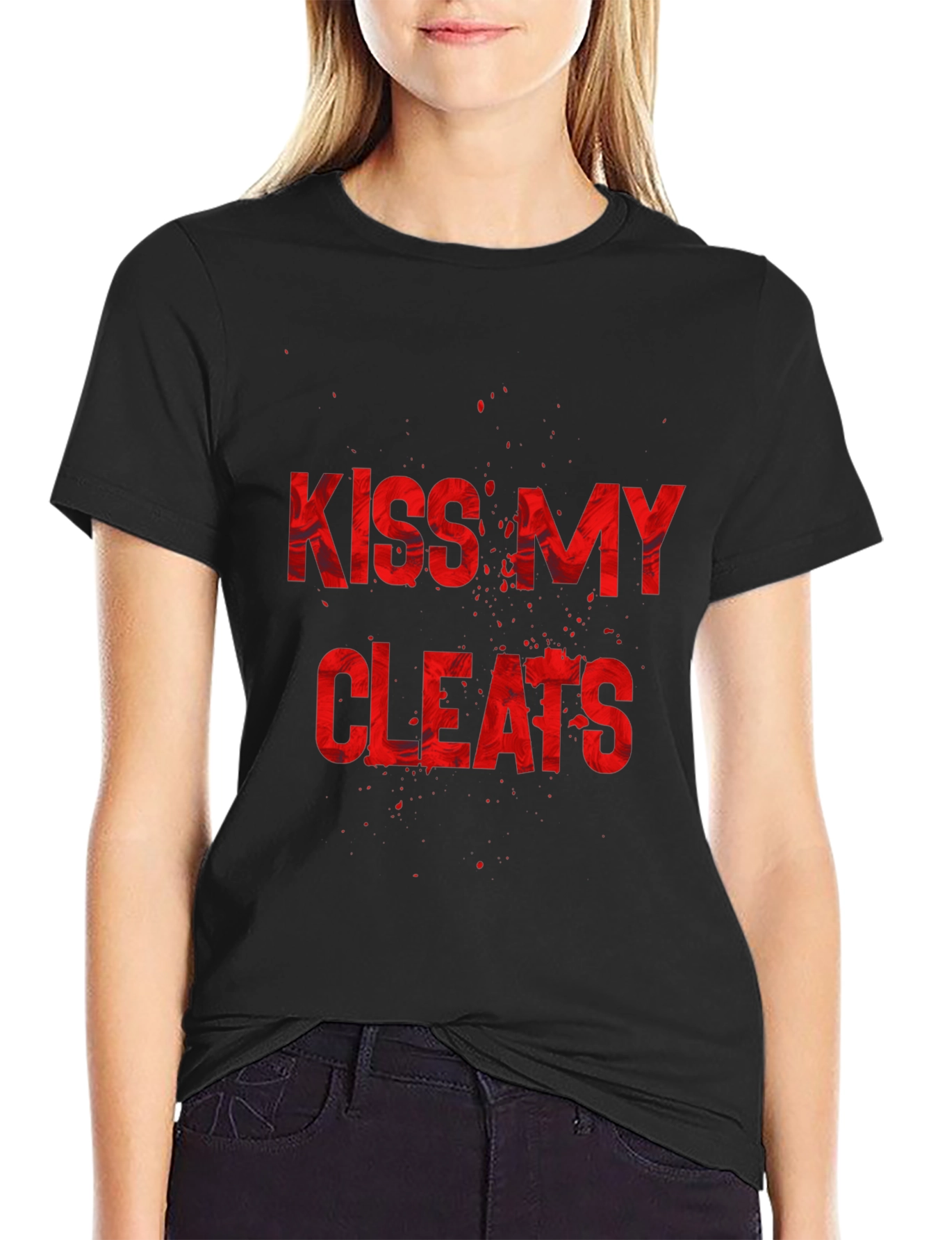 Kiss My Cleats Graphic T-Shirt - Black