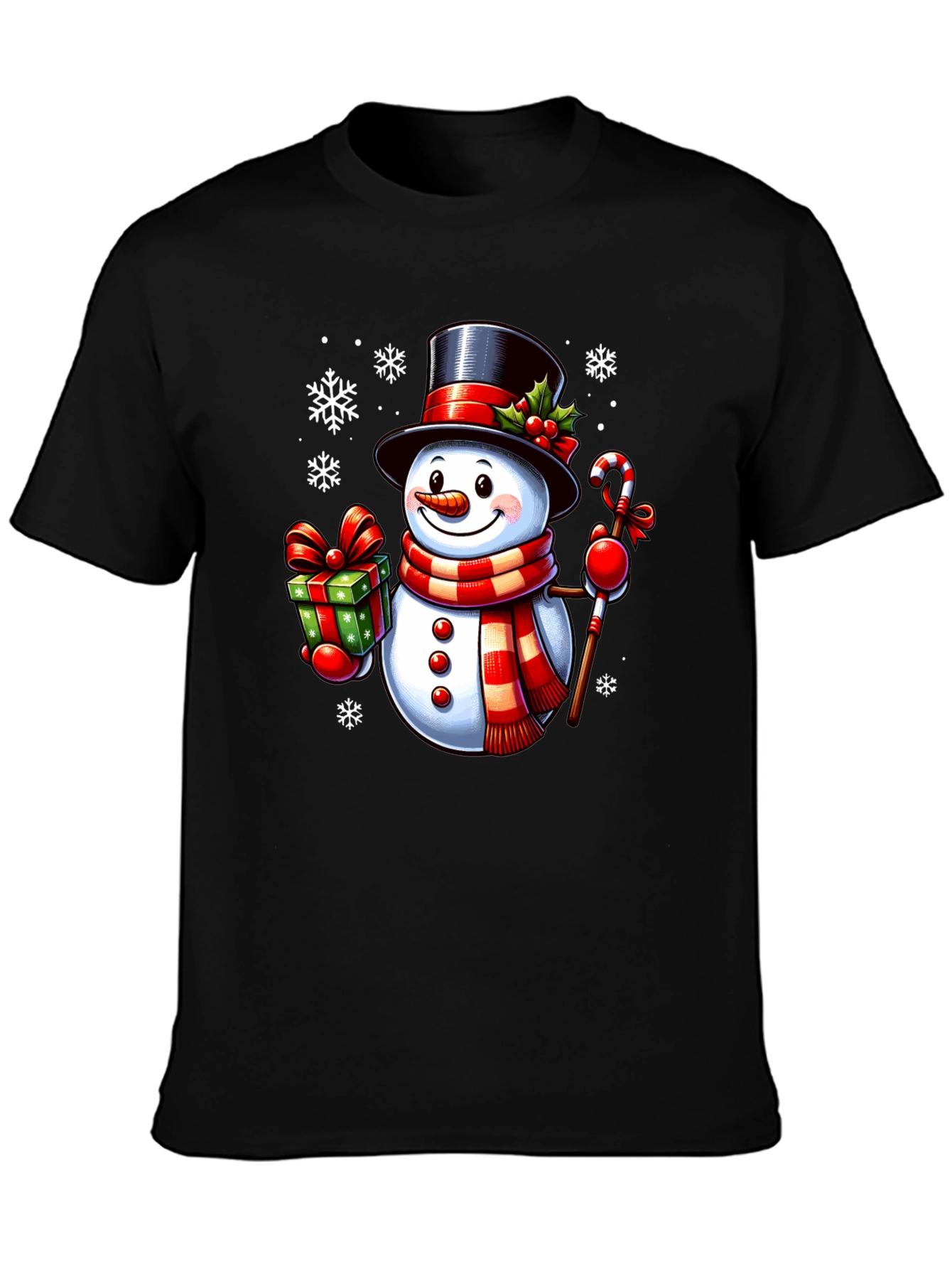 Festive Snowman Graphic Tee - Holiday Cheer