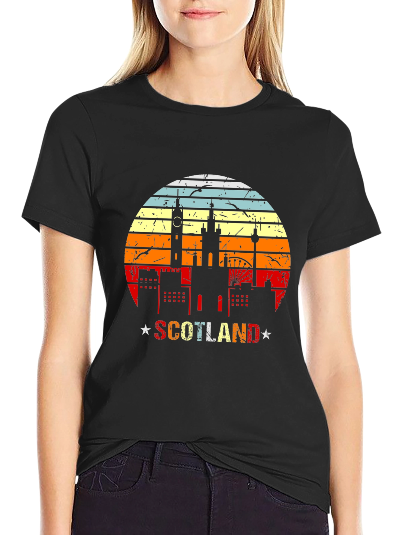 Retro Scotland Skyline Graphic Tee