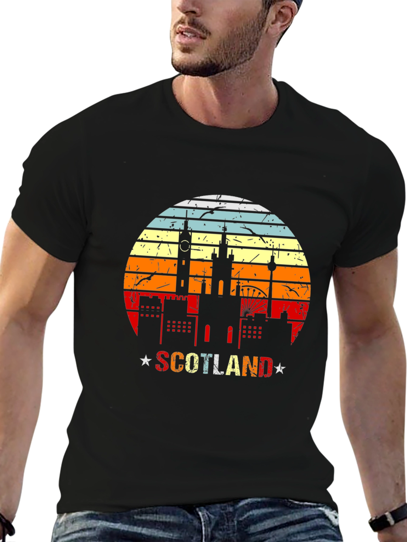 Retro Scotland Skyline Graphic Tee