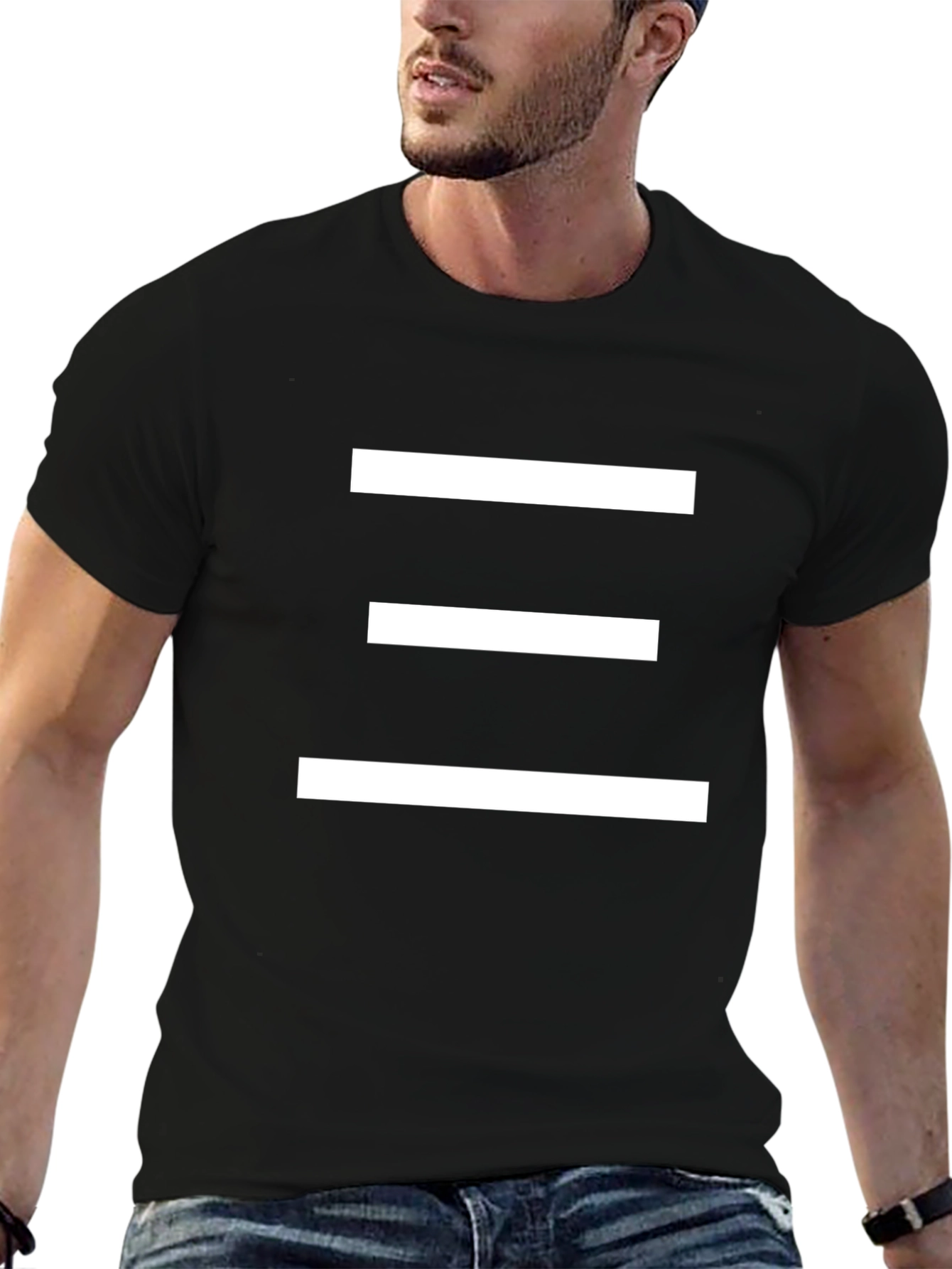 Minimalist Three Stripes Black T-Shirt