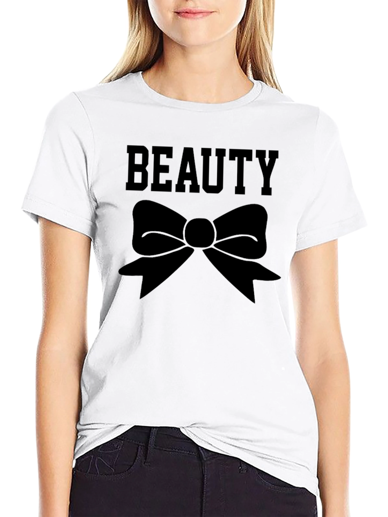 Beauty Bow Graphic Tee - Black Casual T-Shirt