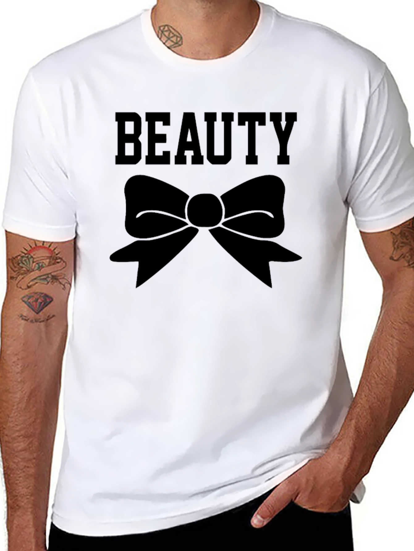 Beauty Bow Graphic Tee - Black Casual T-Shirt