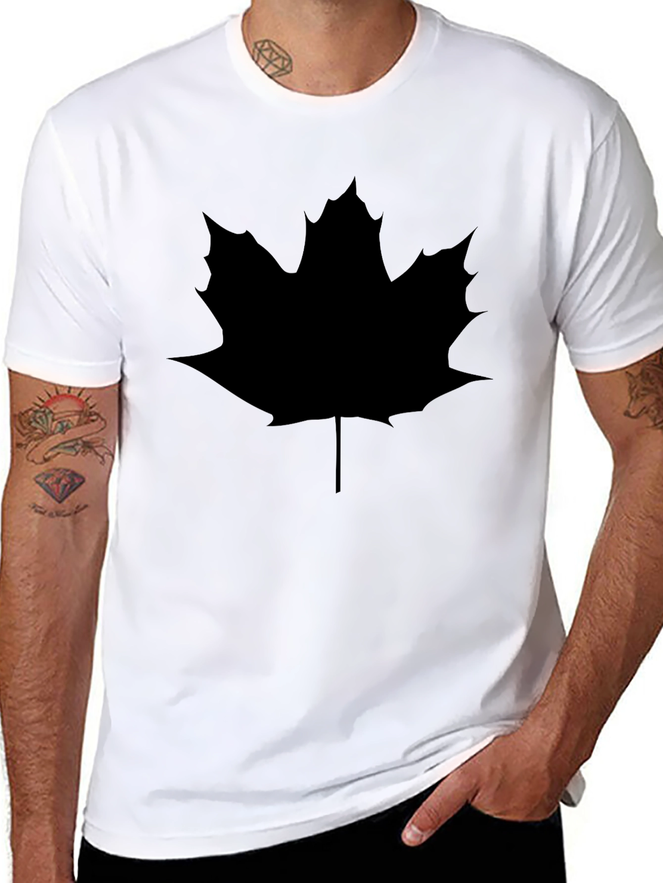 Maple Leaf Graphic Tee - Casual Black Shirt