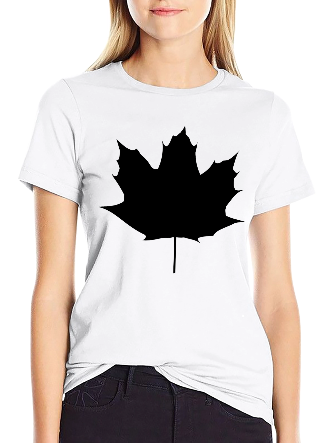 Maple Leaf Graphic Tee - Casual Black Shirt