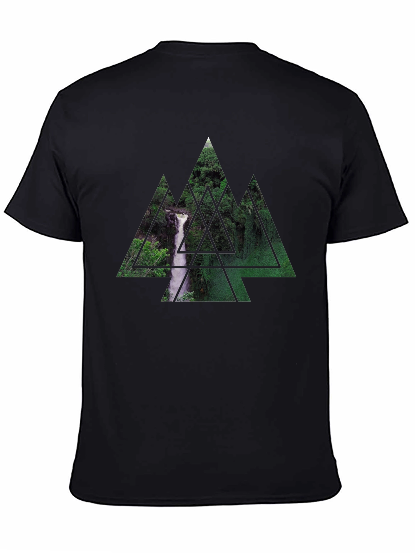 Waterfall Triangle Graphic Black T-Shirt