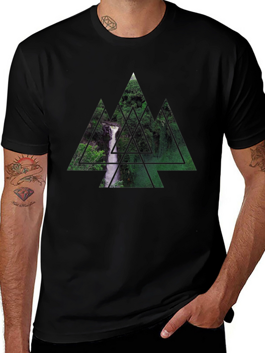 Waterfall Triangle Graphic Black T-Shirt