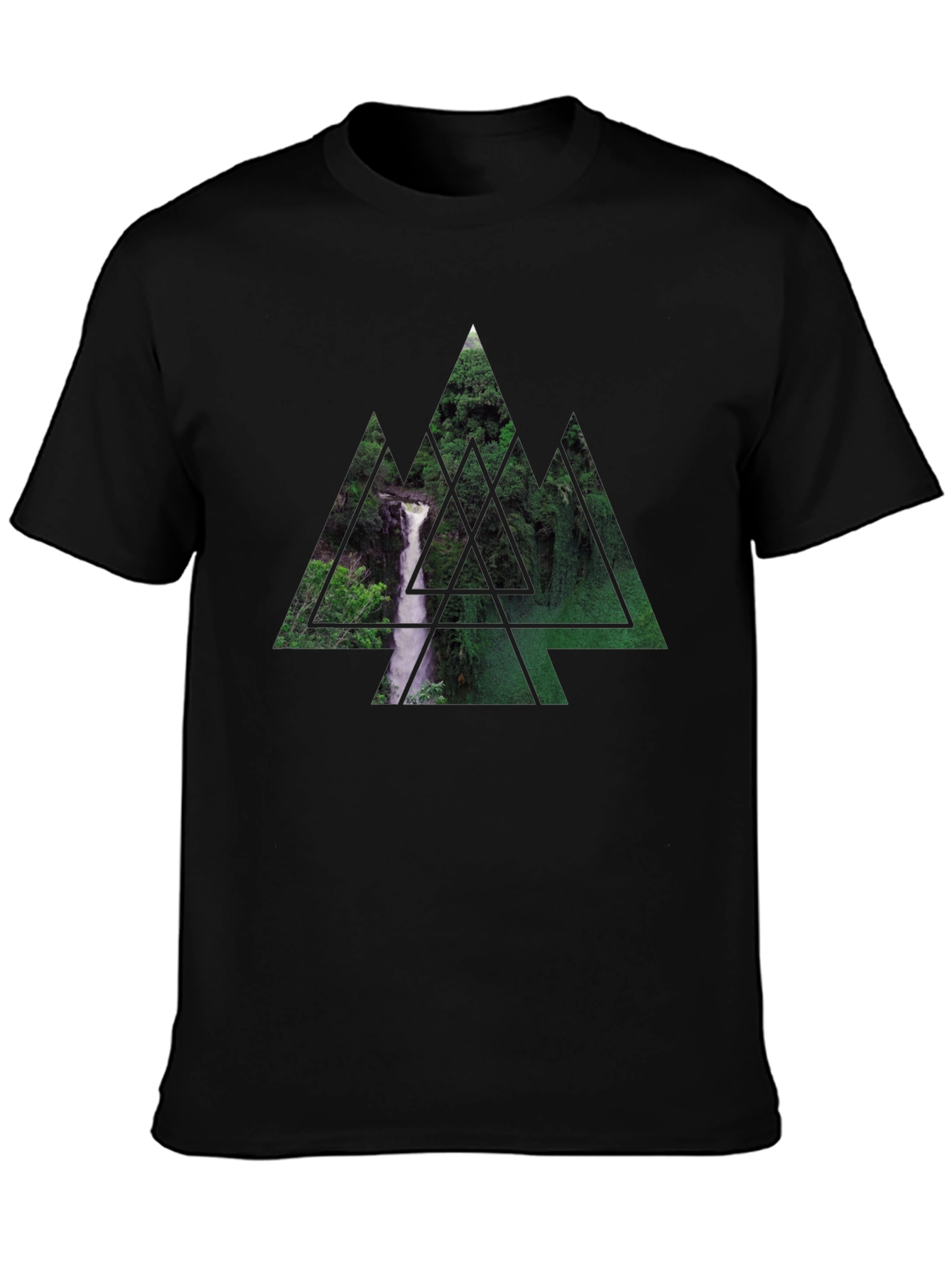 Waterfall Triangle Graphic Black T-Shirt