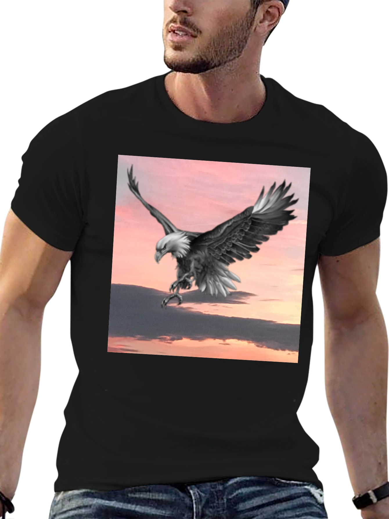Bald Eagle Graphic Tee - Mens Black T-Shirt