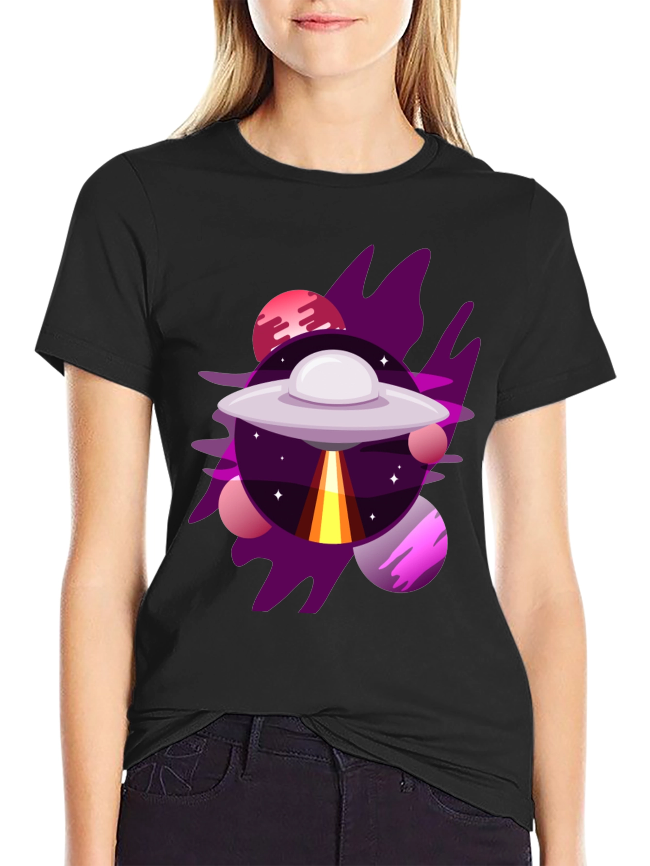 Cosmic UFO Graphic Tee - Galaxy Adventure Shirt