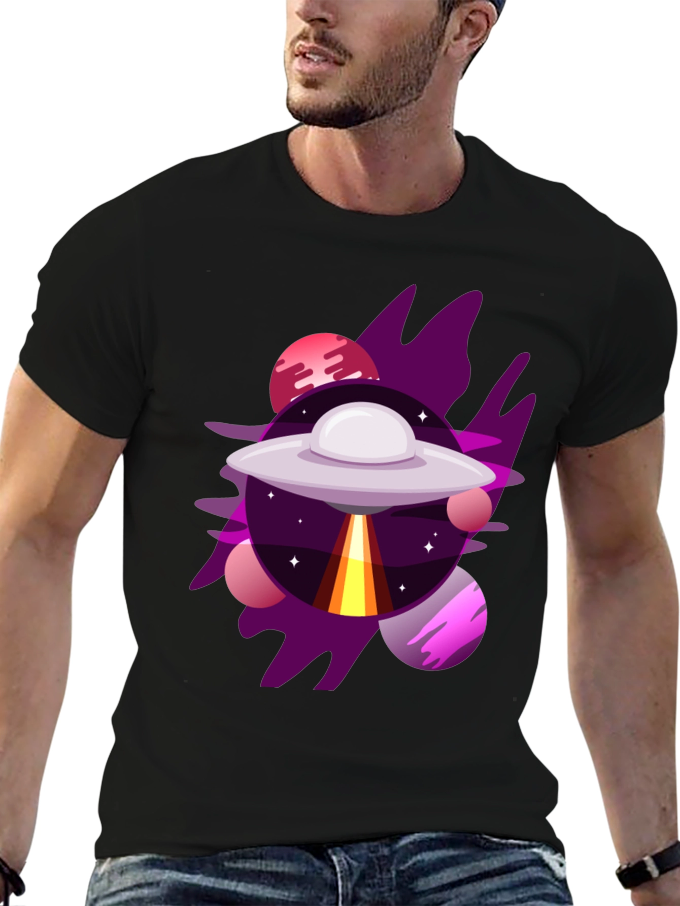 Cosmic UFO Graphic Tee - Galaxy Adventure Shirt