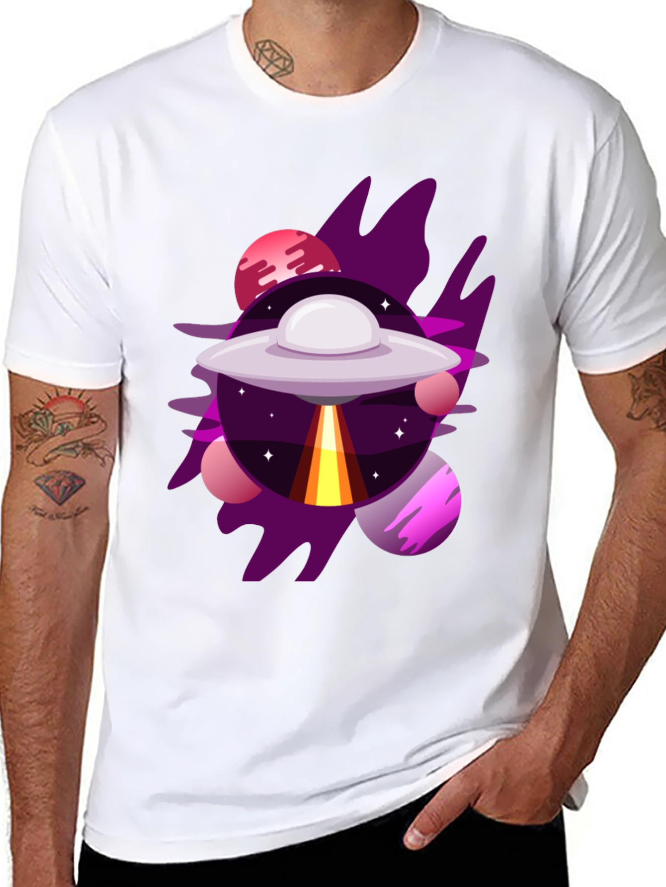 Cosmic UFO Graphic Tee - Galaxy Adventure Shirt