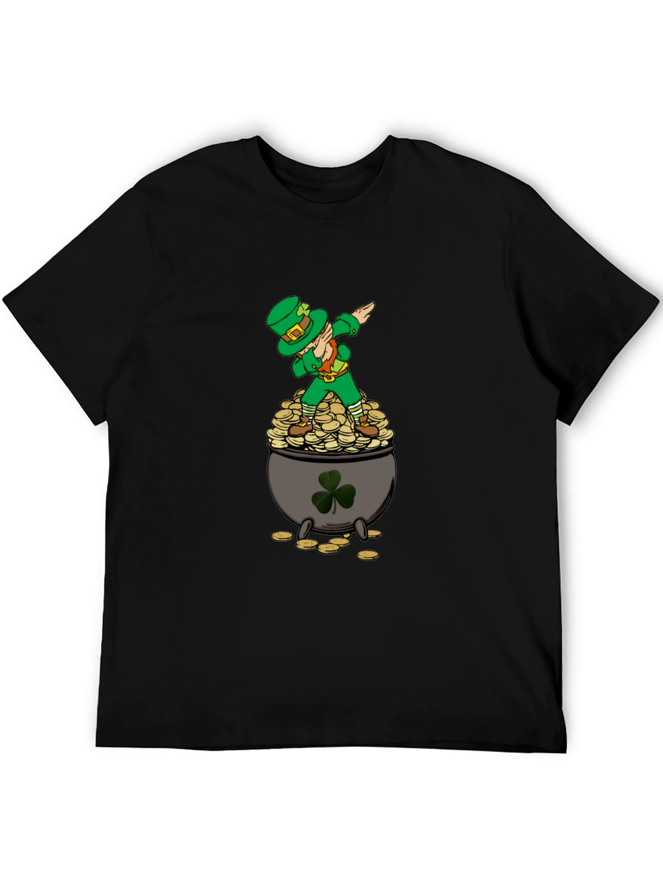 Dabbing Leprechaun on Pot of Gold Mens T-Shirt