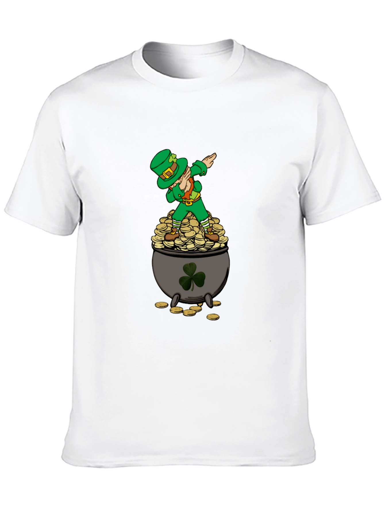 Dabbing Leprechaun on Pot of Gold Mens T-Shirt