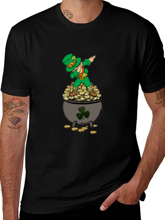 Dabbing Leprechaun on Pot of Gold Mens T-Shirt