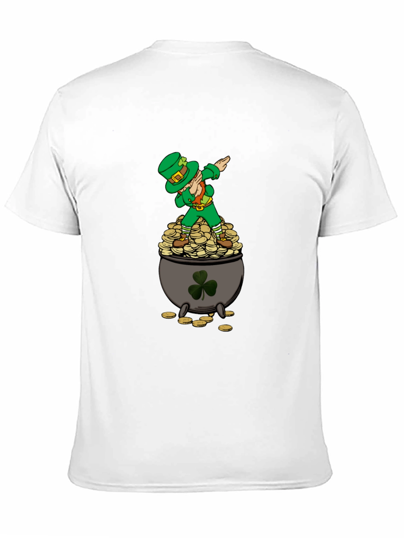 Dabbing Leprechaun on Pot of Gold Mens T-Shirt