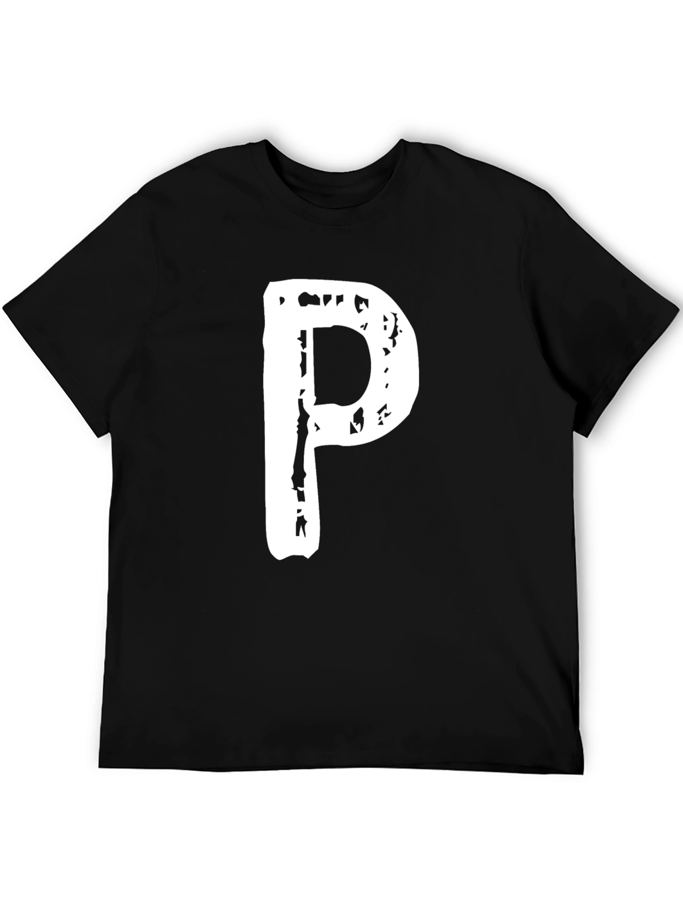 Letter P Graphic Black T-Shirt