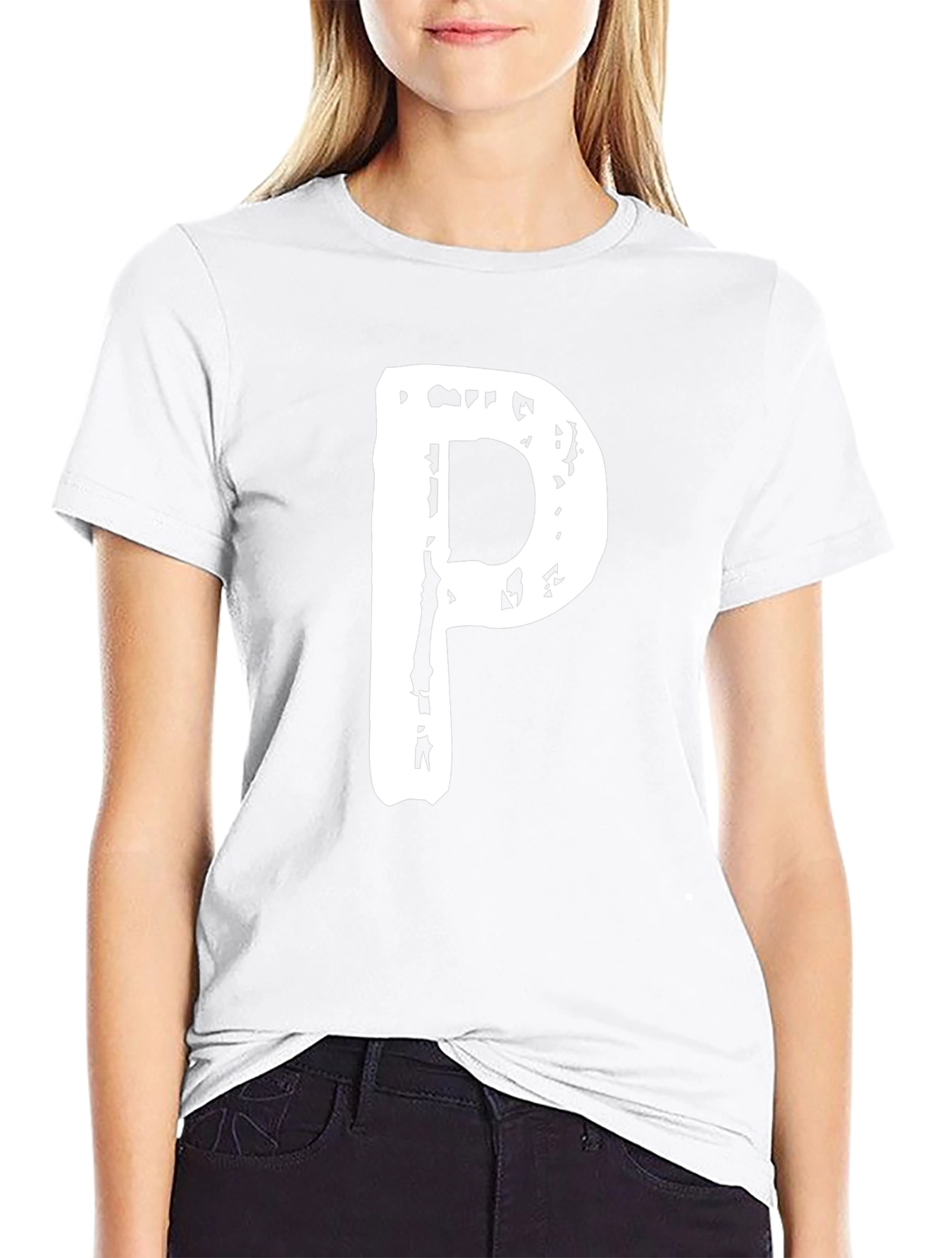 Letter P Graphic Black T-Shirt