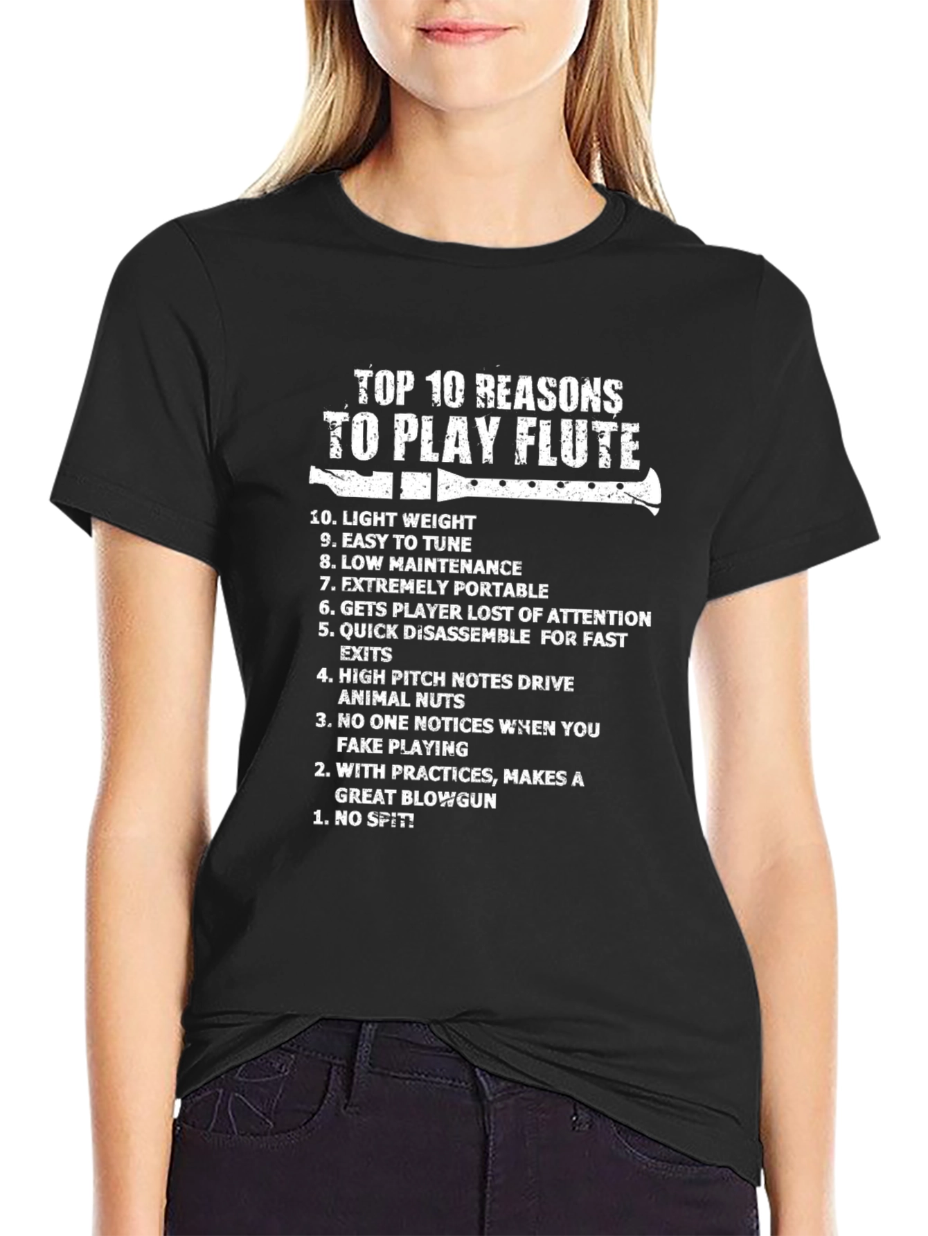 Top 10 Reasons To Play Flute Black T-Shirt