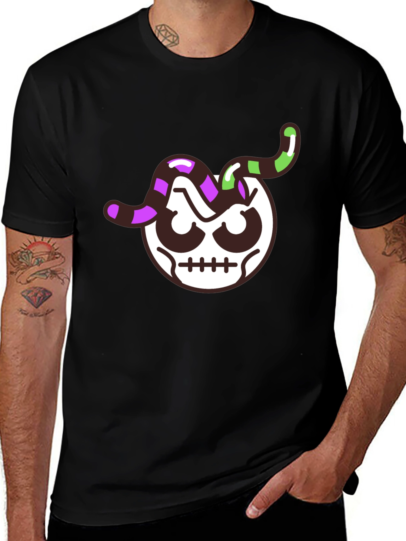 Skull Worm T-Shirt - Mens Black Graphic Tee