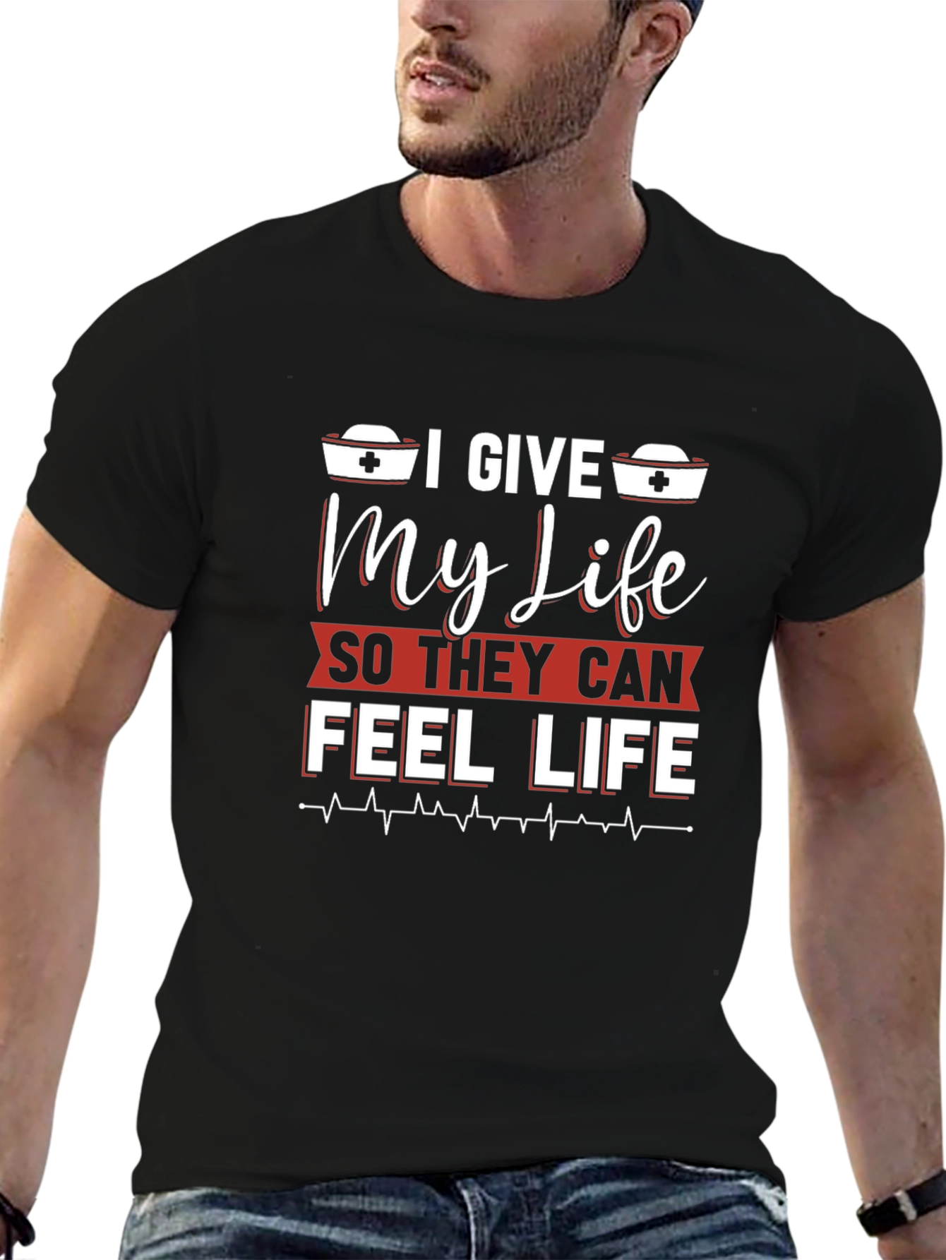 I Give My Life Nurse T-Shirt - Black